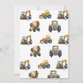 Invitation Construction aquarelle 2ème 3ème 4ème anniversaire (Dos)