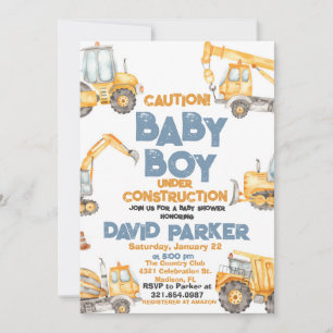 Invitation Construction Baby Boy Dump Truck Party