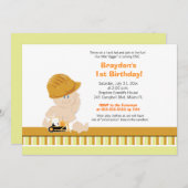 Invitation Construction Baby Custom 1er anniversaire Invitati (Devant / Derrière)