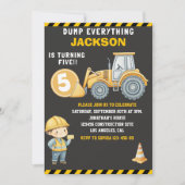 Invitation Construction Birthday 5 | Dump Truck & Excavator (Devant)