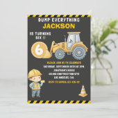 Invitation Construction Birthday Turning Six Boy (Debout devant)