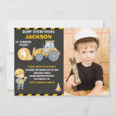 Invitation Construction Birthday  with Photo | Dump Truck  (Devant)