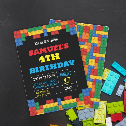 Invitation Construction Blocs Anniversaire