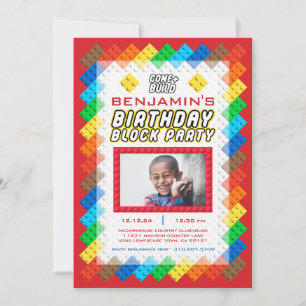 Invitation Construction briques Construction Jouet Zig-Zag An