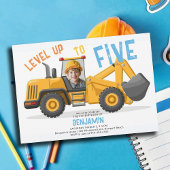 Invitation Construction Bulldozer Level Up Photo 5e anniversa
