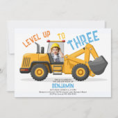 Invitation Construction Bulldozer Niveau supérieur Photo 3e a (Devant)