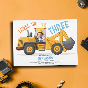Invitation Construction Bulldozer Niveau supérieur Photo 3e a