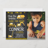 Invitation Construction, Camion à benne avec photo (Devant)