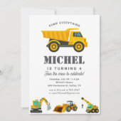 Invitation Construction Camion Anniversaire Décor (Devant)