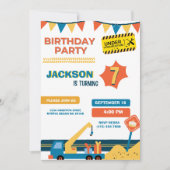 Invitation Construction Camion Boys fête d'anniversaire (Devant)