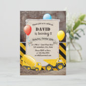 Invitation Construction Camion ciment Mixage garçons Annivers (Debout devant)