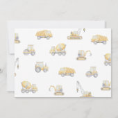 Invitation Construction Camion CINQ 5e fête d'anniversaire (Dos)