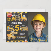 Invitation Construction, Camion de vidange Anniversaire (Devant)