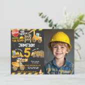 Invitation Construction, Camion de vidange Anniversaire (Debout devant)