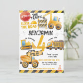 Invitation Construction, Camion de vidange Anniversaire (Debout devant)