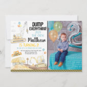 Invitation Construction Camion Digger Deuxième anniversaire (Devant)