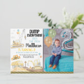 Invitation Construction Camion Digger Deuxième anniversaire (Debout devant)