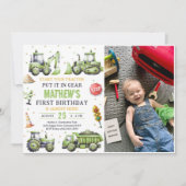 Invitation Construction Camion Digger photo premier anniversa (Devant)