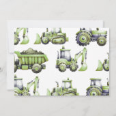 Invitation Construction Camion Digger photo premier anniversa (Dos)