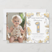 Invitation Construction Camion ONE 1ère fête d'anniversaire (Devant)