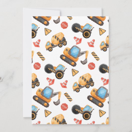 Invitation Construction Camion, quel que soit l'âge Anniversa (Dos)