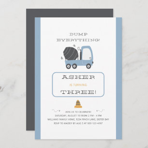 Invitation Construction Camion thème Camion Camion Fête d'ann