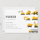 Invitation Construction Camions Thème Anniversaire (Devant)