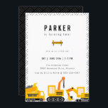 Invitation Construction Camions Thème Anniversaire<br><div class="desc">Cute construction trucks theme,  birthday fête.</div>