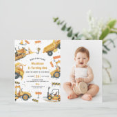 Invitation Construction Camions Thème Anniversaire Fête (Debout devant)