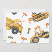 Invitation Construction Camions Thème Anniversaire Fête (Dos)