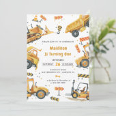 Invitation Construction Camions Thème Anniversaire Fête (Debout devant)
