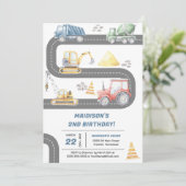 Invitation Construction Camions Thème Anniversaire Fête (Debout devant)