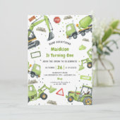 Invitation Construction Camions Thème Anniversaire Fête (Debout devant)