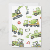 Invitation Construction Camions Thème Anniversaire Fête (Dos)