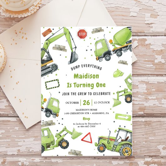 Invitation Construction Camions Thème Anniversaire Fête