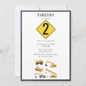 Invitation Construction Camions Thème Anniversaire Fête (Devant)