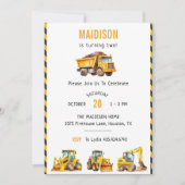 Invitation Construction Camions Thème Anniversaire Fête (Devant)