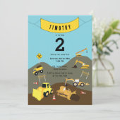 Invitation Construction Camions Thème du site Anniversaire Fê (Debout devant)