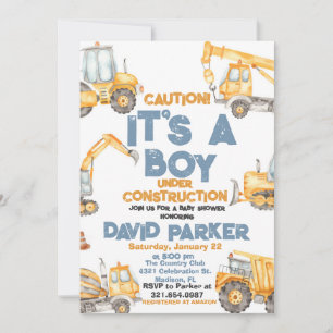 Invitation Construction C'est un Boy Dump Truck Party