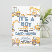 Invitation Construction C'est un garçon camion à benne Party (Debout devant)