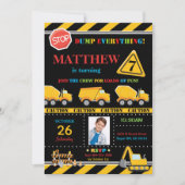 Invitation Construction Chiffres de fête d'anniversaire Truck (Devant)