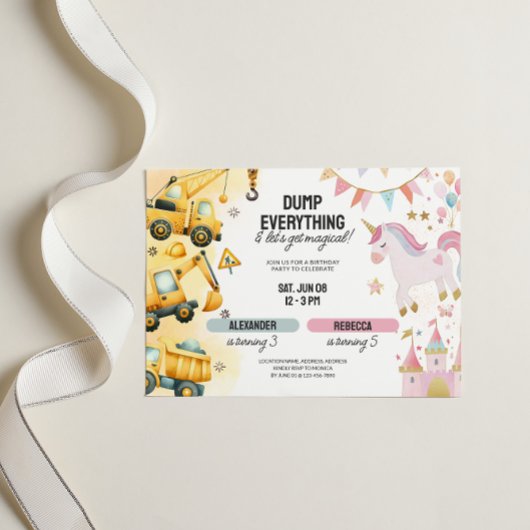 Invitation Construction conjointe et naissance de la soeur de