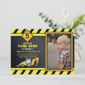 Invitation Construction Construction Digger Camion fête d'ann (Debout devant)