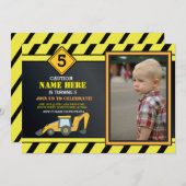 Invitation Construction Construction Digger Camion fête d'ann (Devant / Derrière)