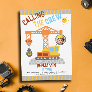 Invitation Construction Crane Crew Boy 2e Anniversaire Photo