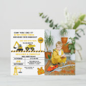 Invitation Construction de camions de pompage Transport Anniv (Debout devant)