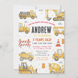 Invitation Construction de fête d'anniversaire moderne person