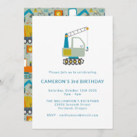 Construction Digger Trucks Bleu 3ème anniversaire 