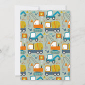 Invitation Construction Digger Trucks Blue 4th Birthday Party (Dos)