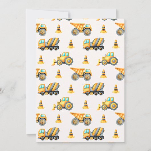 Invitation Construction Dump Tout 5e anniversaire (Dos)